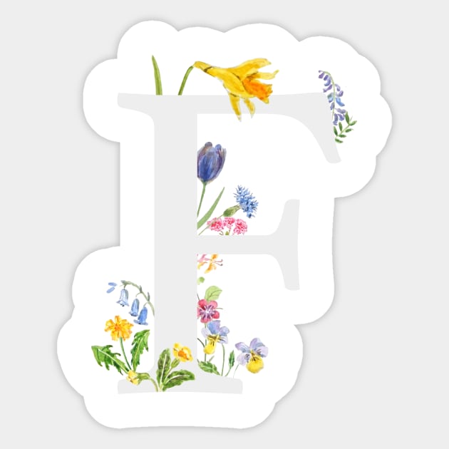 botanical monogram alphabet f wildflowers Sticker by colorandcolor